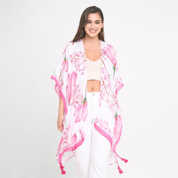 Wholesale do Everything Love Painterly Flower Kimono One Fits Most Polyester