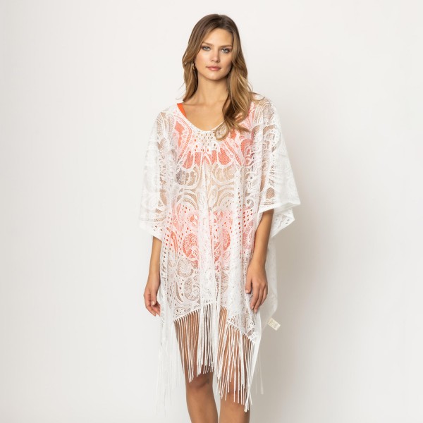 Wholesale do Everything Love Lace Poncho Fringe One Fits Most Polyester