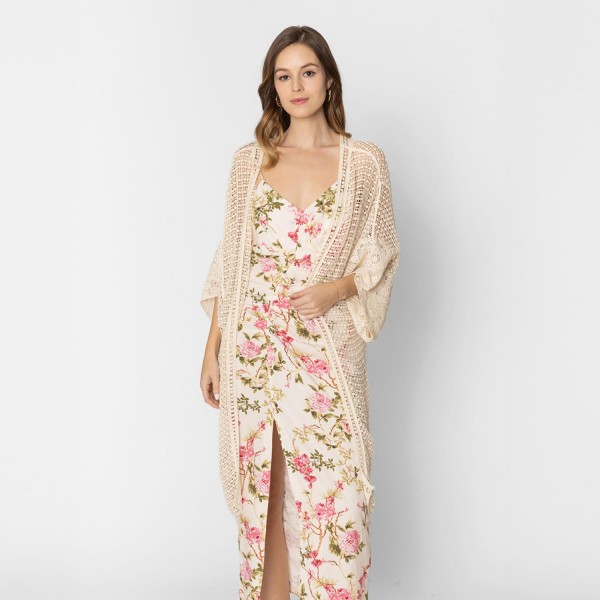 Do Everything In Love Open Knit Crochet Kimono 

- One Size Fits Most (0-14)
- 100% Cotton