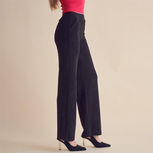 Wide-Leg Corduroy Pants (6-Pack)

- Relaxed-Fit 
- Ribbed
- Elasticized High Waist 
- Lightweight & Breathable 
- Pull Up Style 
- 98% Polyester 2% Spandex 