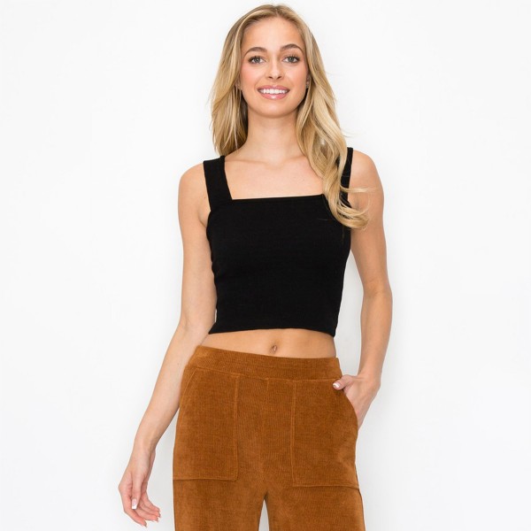 Women’s Seamless Textured Crop Tank

- Cropped
- Wide shoulder straps
- Buttery soft fabrication
- Square neckline
- Seamless design
- Fitted silhouette
- Pull on/off
-  94% Nylon 6% Spandex