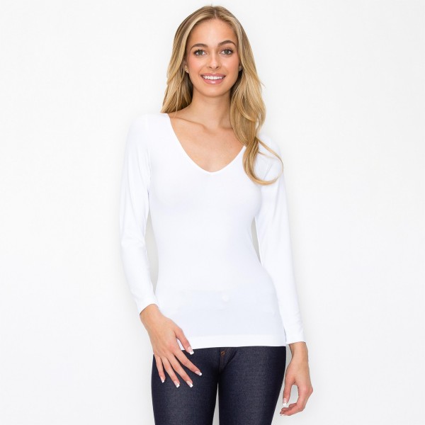 Wholesale women s Seamless Reversible V Neck Long Sleeve Top Seamless Long sleev