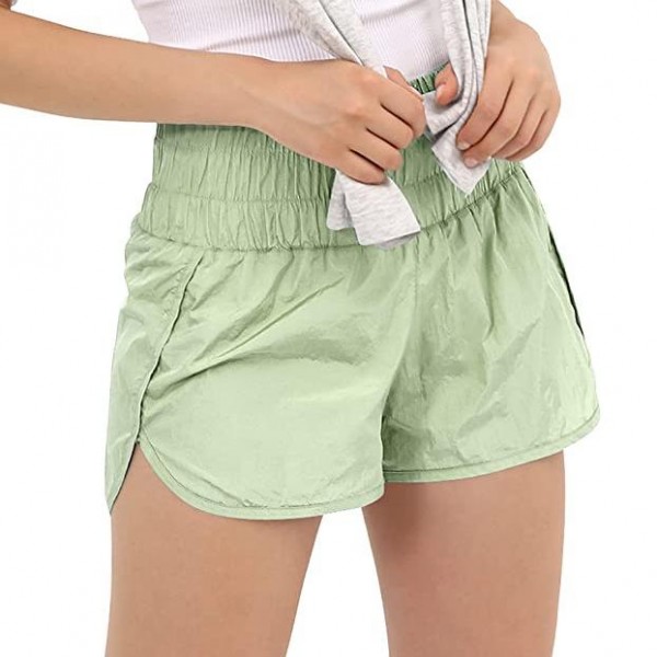 Wholesale women s Nylon Smocked Waisted Athletic Shorts Pull Elastic Smocked Wai