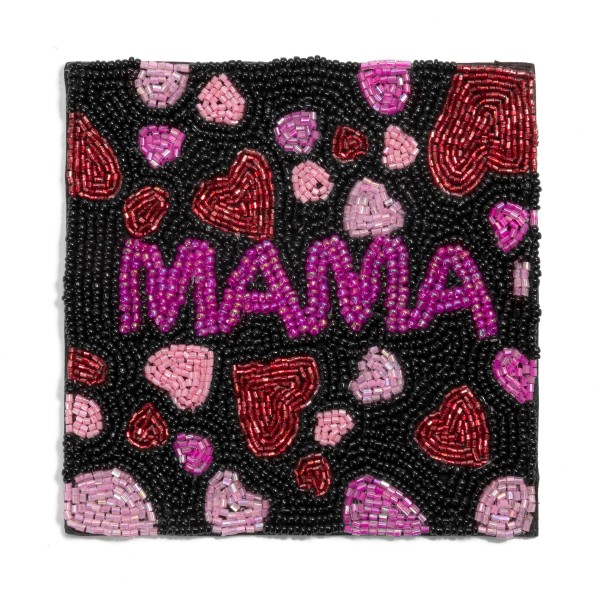 Seed Bead Heart Pattern "Mama" Coaster

- Approximately 4" W