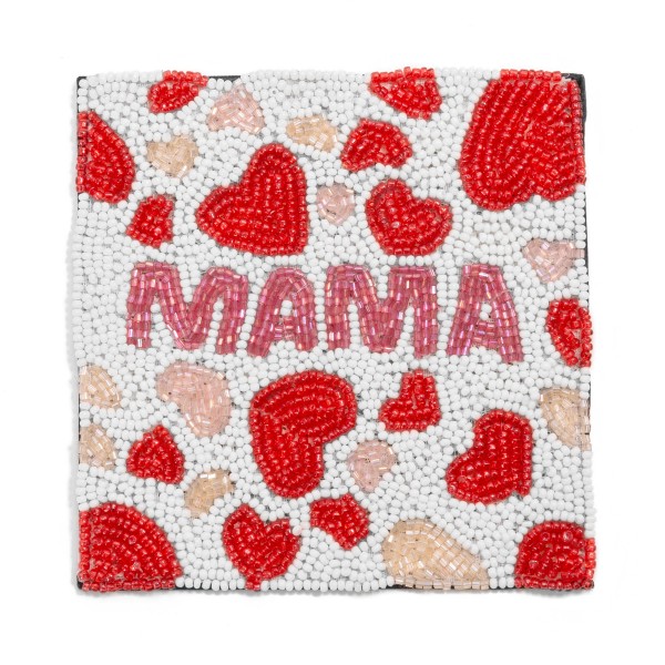 Seed Bead Heart Pattern "Mama" Coaster

- Approximately 4" W