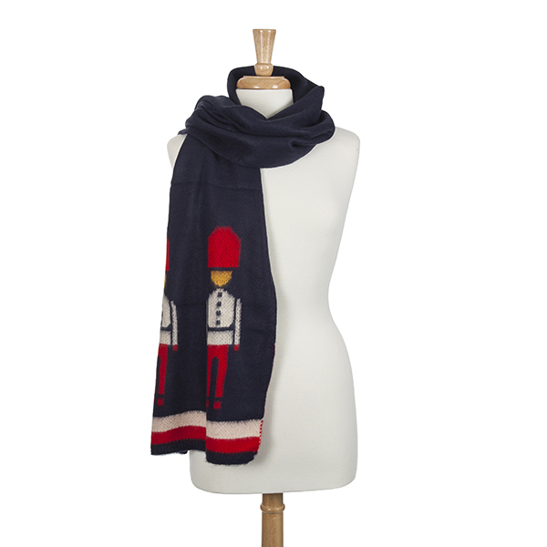 Wholesale heavyweight navy blue acrylic nutcracker scarf