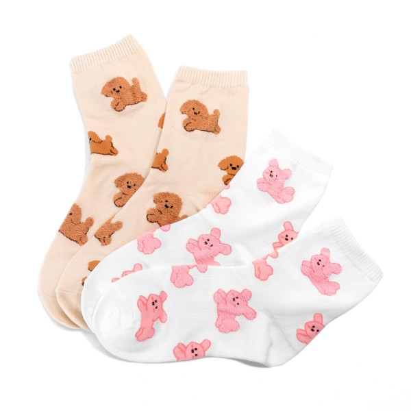 Printed Animal Tube Sock With Texture Detail (10 Pack) - One Size Fits Most (Sizes Adult 6-8) - 75% Combed Cotton / 15% Spandex / 10% Polyester - Made in Korea view 5