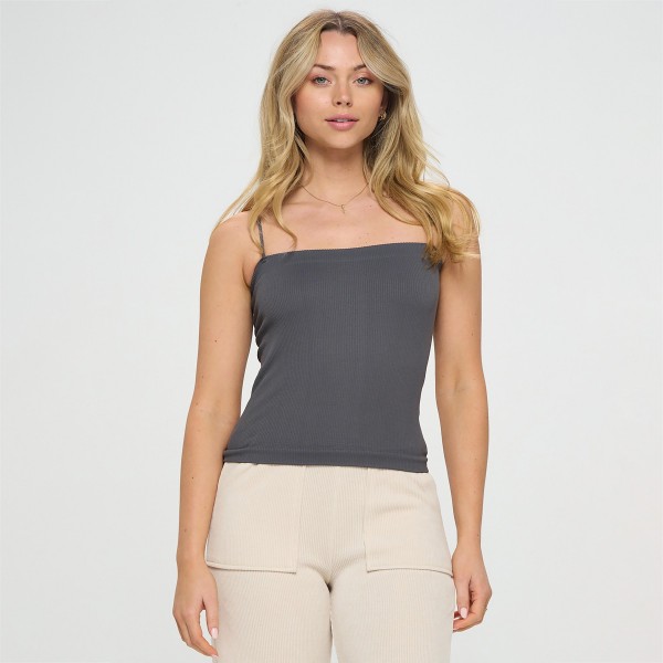 Ribbed Thin Strapped Seamless Tank (6-Pack)

- Fitted
- Straight Neckline 
- Simple & Smooth
- 92% Nylon / 8% Spandex 