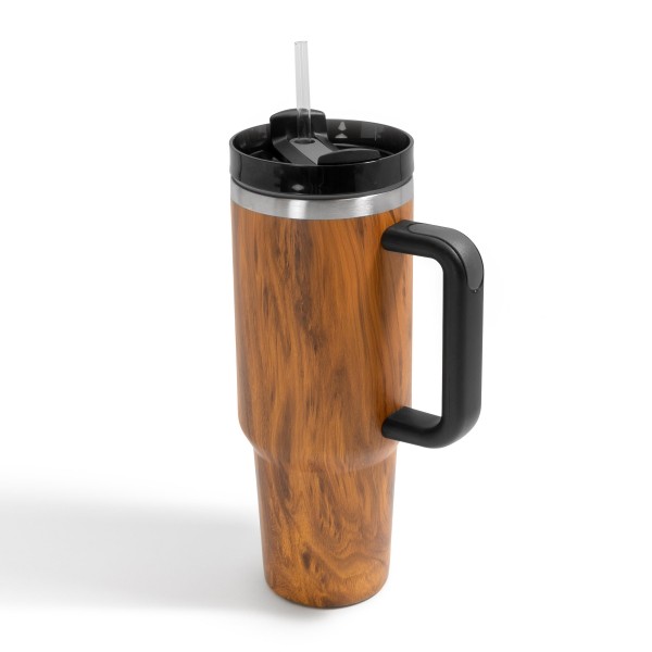 Wholesale oz Wood Grain Double Wall Stainless Steel Vacuum Tumbler Handle Screw