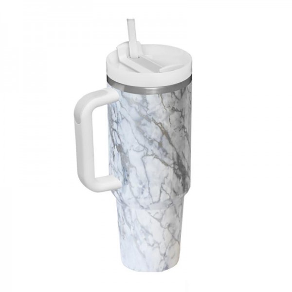 Wholesale oz Marble Print Double Wall Stainless Steel Vacuum Tumbler Handle Scr