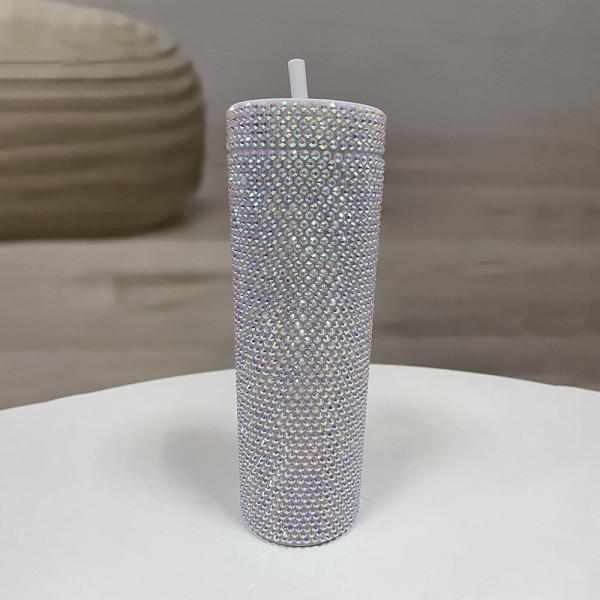 Wholesale rhinestone oz Tumbler Rhinestone Lid Matching Straw Double Wall Vacuum