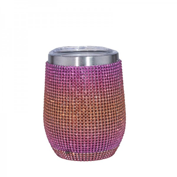 Wholesale rhinestone oz Stainless Wine Tumbler Double Wall Vacuum Sealed Lid Ope