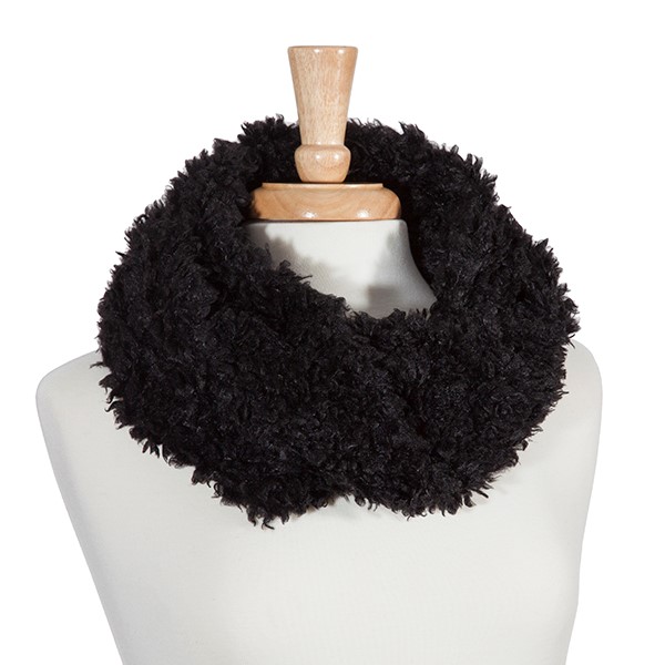 Wholesale black faux fur infinity scarf Polyester