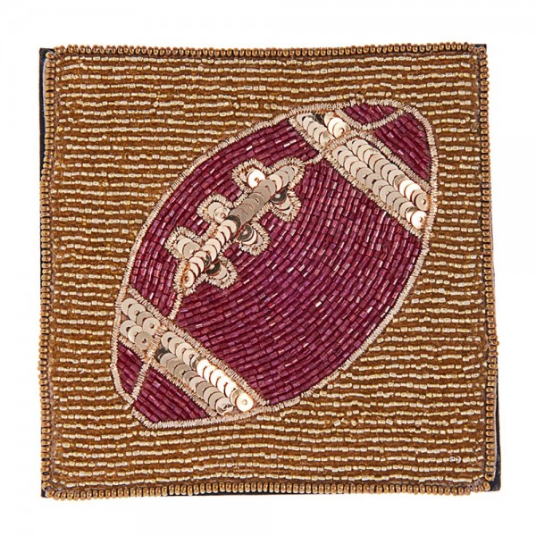 Wholesale square Seed Beaded Sequin Football Coaster L W