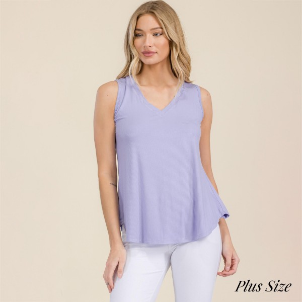 Wholesale women s Ribbed Sleeveless Tank Top Ribbed V Neck Rayon Spandex