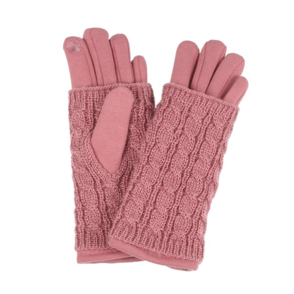 Wholesale cable Knit Overlay Gloves Touchscreen Compatible One Fits Most Acrylic