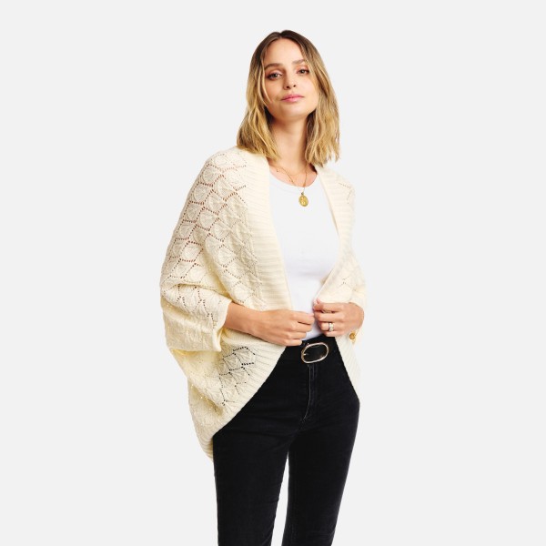 Wholesale crocheted Knit Shrug Cardigan One Fits Most Acrylic