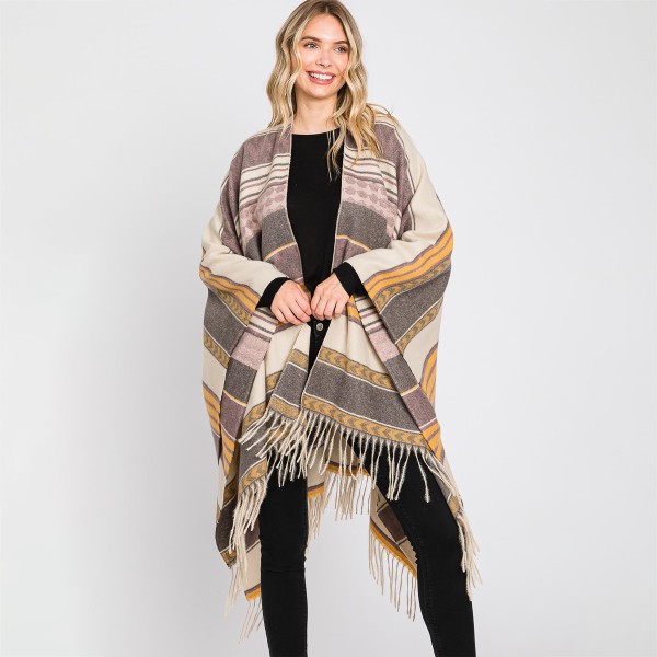 Western Pattern Ruana Wrap With Tassels

- One Size Fits Most (0-14)
- 100% Polyester