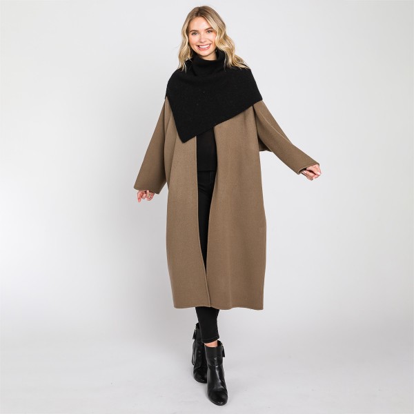 Mock Neck Shawl With Arm Slit - One Size Fits Most (0-14) - 50% Acrylic / 28% Polyester / 22% Spandex view 5