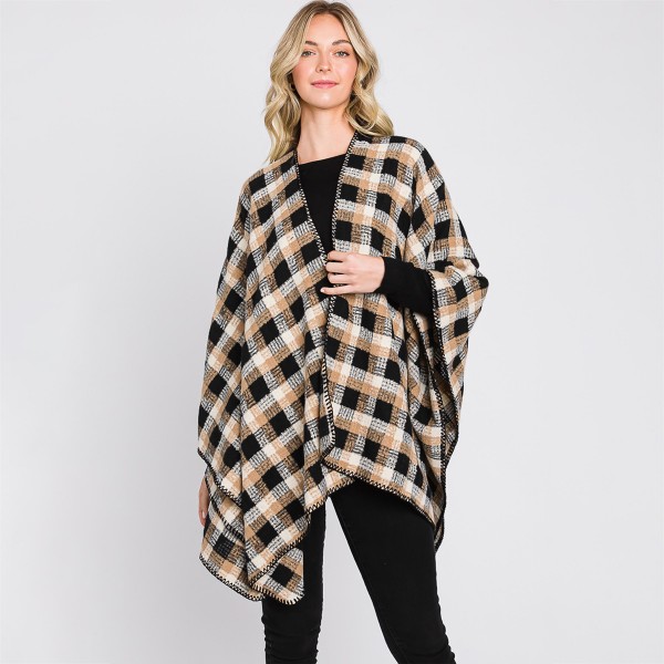 Plaid Kimono With Metallic Tinsel Detail

- One Size Fits Most (0-14) 
- 100% Polyester 