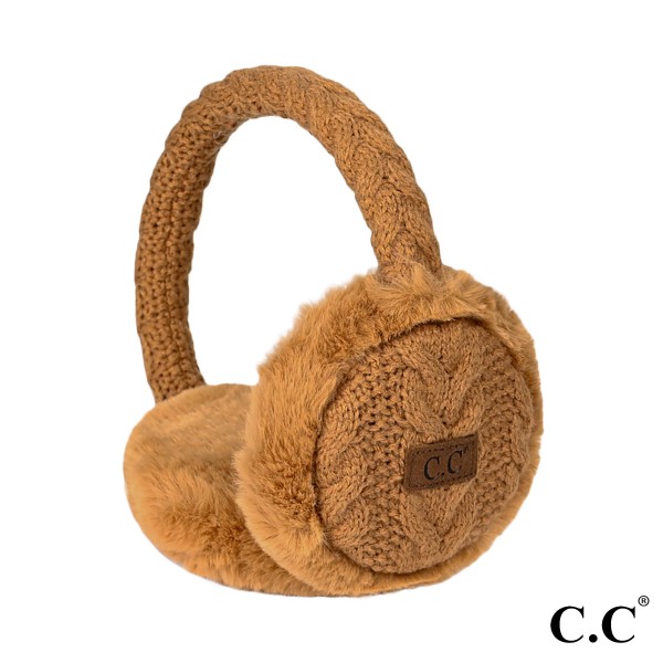 C.C EM-3661
Cable Knit Earmuffs With Faux Fur Trim

- One Size Fits Most
- Adjustable Band 