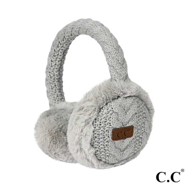 Wholesale c C EM Cable Knit Earmuffs Faux Fur Trim One Fits Most Adjustable Band