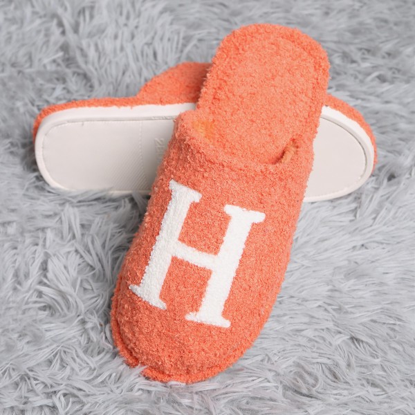 ComfyLuxe H Print Smile Slide On Slippers - US Women's Size: S/M (6-8) M/L (8-10) - 100% Polyester - Rubber Sole view 5