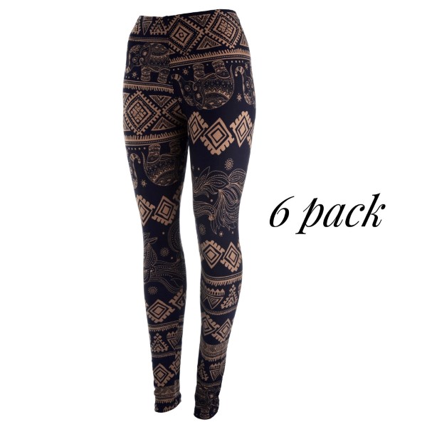 Wholesale peach skin navy brown ethnic elephant printed leggings Polyester spand
