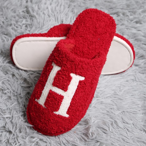 ComfyLuxe H Print Smile Slide On Slippers - US Women's Size: S/M (6-8) M/L (8-10) - 100% Polyester - Rubber Sole view 5