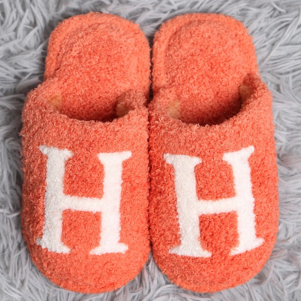 Kid's ComfyLuxe H Embroidered Slide On Slippers - US Kid's Size: S/M (12-13.5) M/L (3-4) - 100% Polyester - Rubber Sole view 5