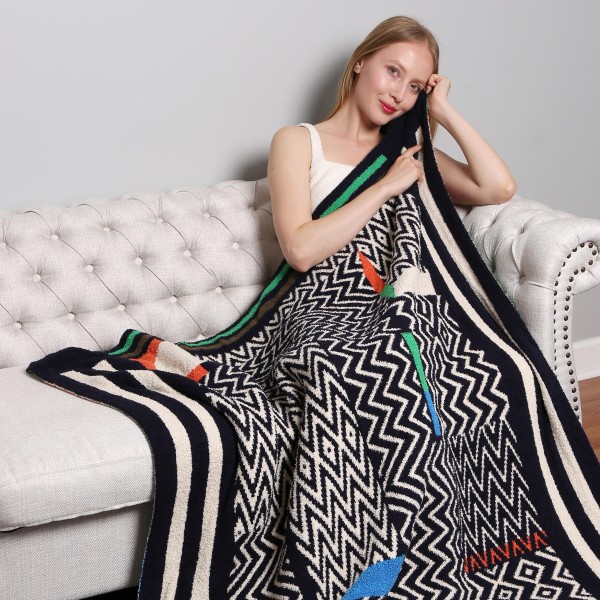 Super Soft Jacquard Comfy Luxe Reversible Geometric Print Blanket - Extra Plush and Cozy - Approximately 50” W X 60” L - 100% Polyester view 5