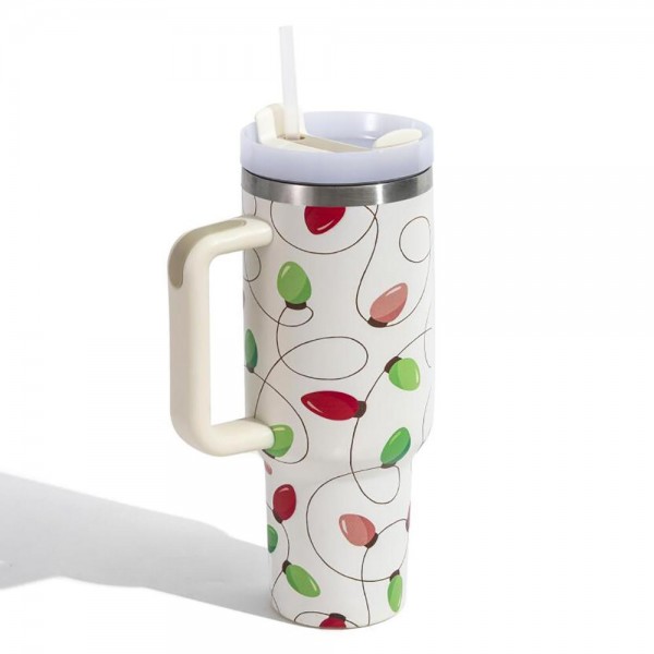 Wholesale christmas Printed oz Double Wall Stainless Steel Vacuum Tumbler Handle