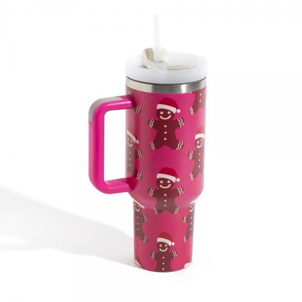 Wholesale christmas Printed oz Double Wall Stainless Steel Vacuum Tumbler Handle