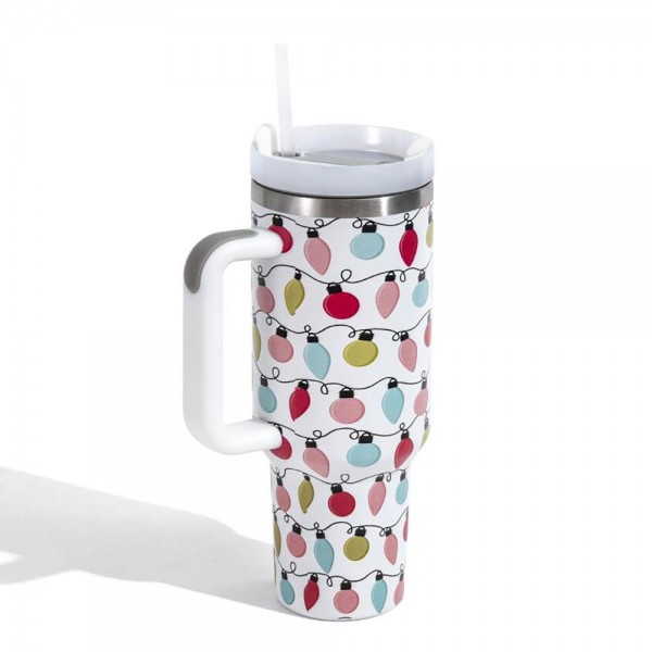 Wholesale christmas Printed oz Double Wall Stainless Steel Vacuum Tumbler Handle