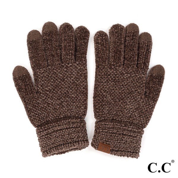 C.C G-9016
Solid Chenille Knit Smart Touch Gloves.

- Touchscreen Compatible 
- One Size Fits Most
- 100% Polyester