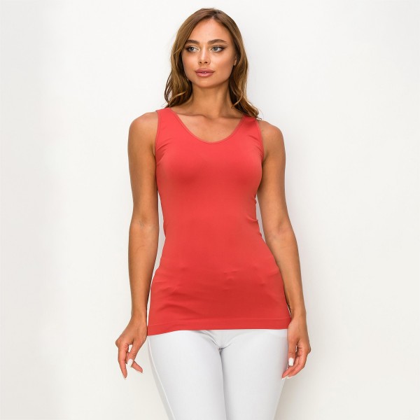 Women's Seamless Reversible V-Neck Tank Top

- Wide shoulder straps
- V-neckline
- Back scoop neck
- Fitted silhouette
- Seamless design
- Buttery soft fabrication with stretch
- Longline hem


- One size fits most 0-14
- 92% Nylon, 8% Spandex