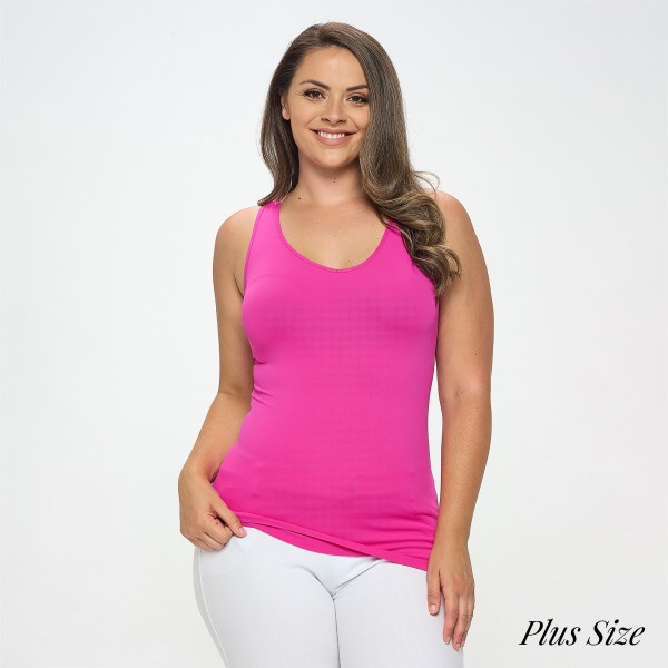 Women's Plus Size Seamless Reversible V-Neck Tank Top

- Wide shoulder straps
- V-neckline
- Back scoop neck
- Fitted silhouette
- Seamless design
- Buttery soft fabrication with stretch
- Longline hem


- One Size Fits Most 16-22
- 92% Nylon, 8% Spandex