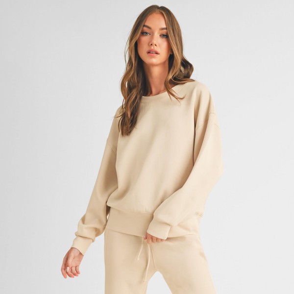 Wholesale women s Solid Crewneck Scuba Sweatshirt Pack Long sleeves Simple casua
