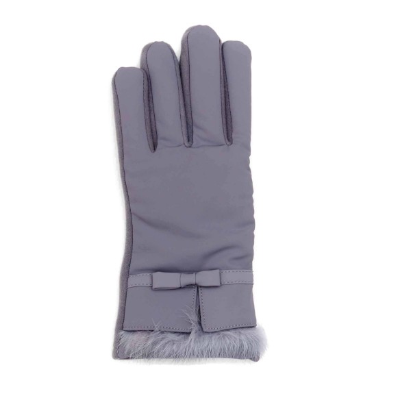 Faux Suede Glove With Fur Cuff Accent 

- One Size Fits Most
- Touch Screen Comptable 
- Lined Glove