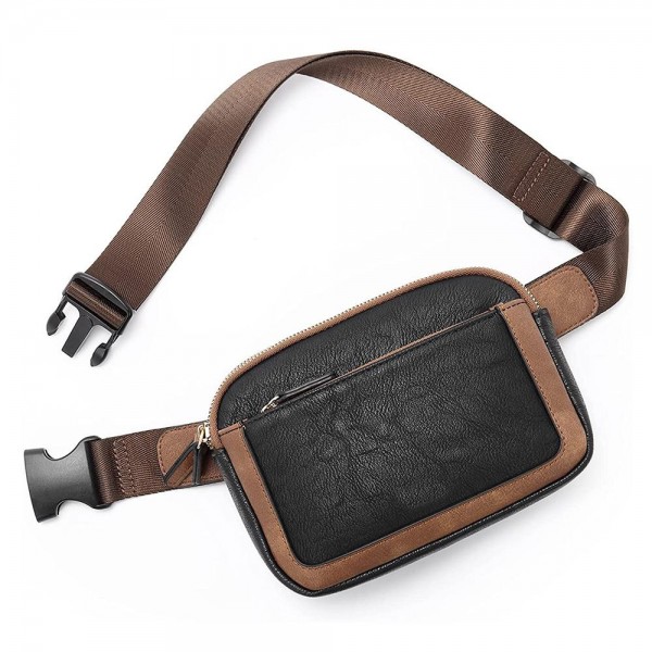 Wholesale faux Leather Mineral Washed Sling Cross Body Bag Front Pocket Adjustab