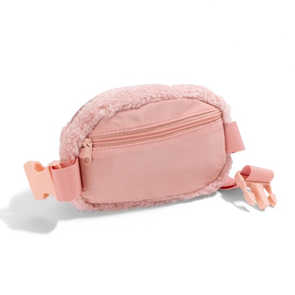Sherp Crossbody Belt Bag - Full Zipper Closure - Lined Zipper Pocket On Back Of Bag - One Main Body Pocket With Three Open Mesh Pockets - Matching Canvas Strap And Buckle (1.5" W) - Adjustable Strap Approximately 20"-35" L - Approximately 8.5"L X 5"T X 2.5"W view 5