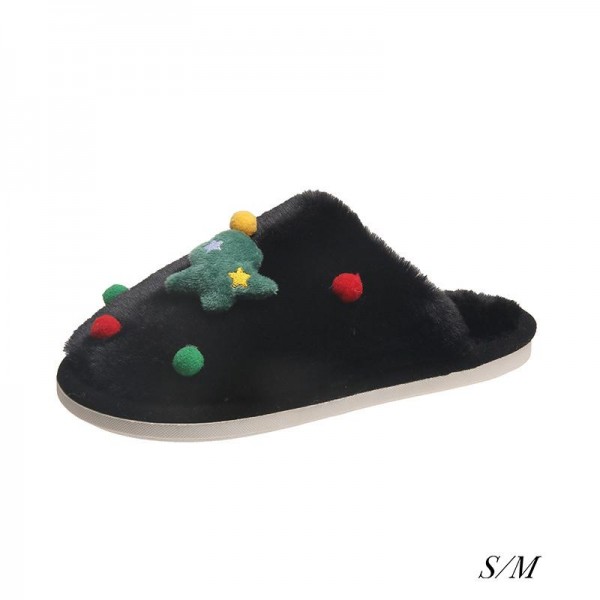 Faux Fur Christmas Tree Slide On Slippers

- US Women's Size: S/M (5-6) M/L (6-7)
- 100% Polyester
- Rubber Sole