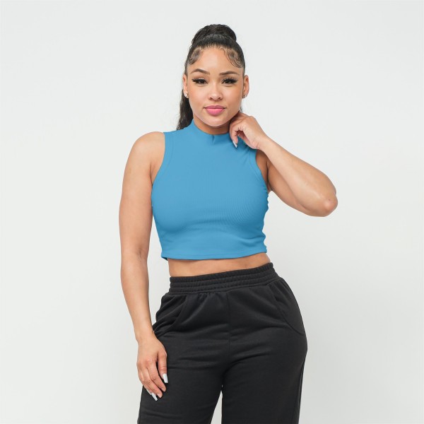 Rayon Ribbed Stretchy Mock Neck Crop Top

- Super Soft Texture 
- Cropped Length 
- 92% Nylon/ 8% Spandex 