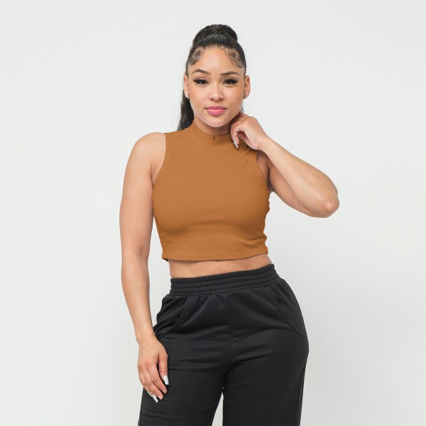 Rayon Ribbed Stretchy Mock Neck Crop Top

- Super Soft Texture 
- Cropped Length 
- 92% Nylon/ 8% Spandex 