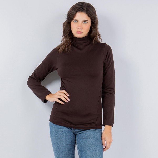 Fleece Lined Mock Neck Long Sleeve Top

- One Size Fits Most 0-14
- 92% Polyester / 8% Spandex