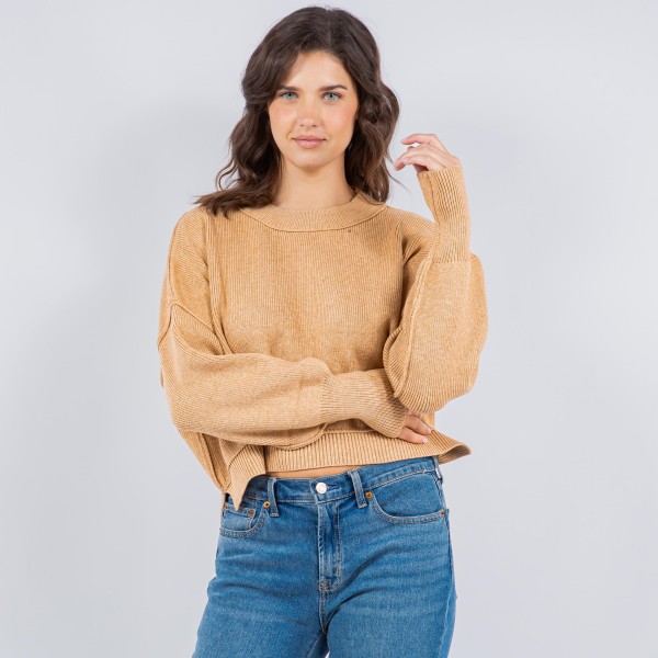 Wholesale soft Knit Exposed Seam Sweater Pack Side Slits Included Viscose Polyes