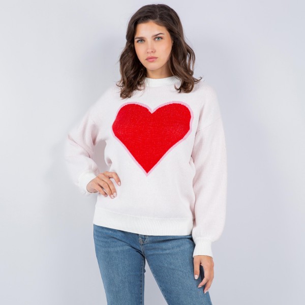 Soft Knit Heart Sweater (6 Pack) Crew Neck 85% Acrylic/ 15