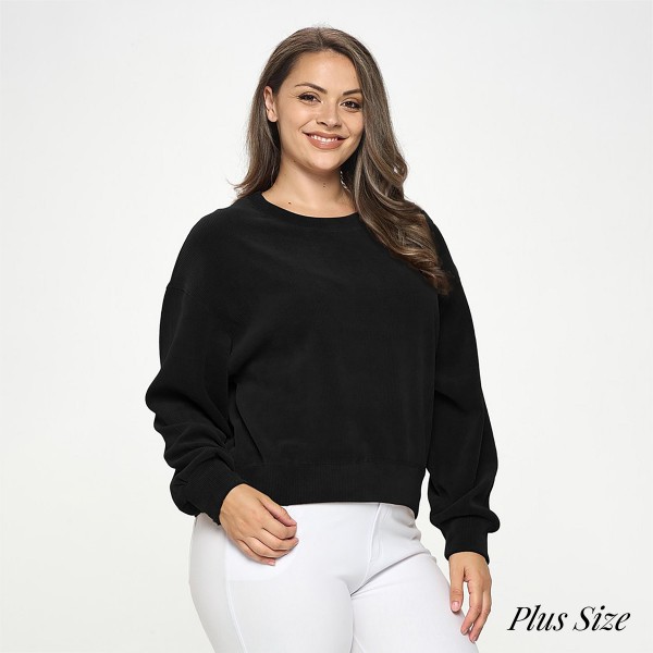 Wholesale women s Relaxed ribbed Corduroy Long Sleeve Top Plus Pack Relaxed fit