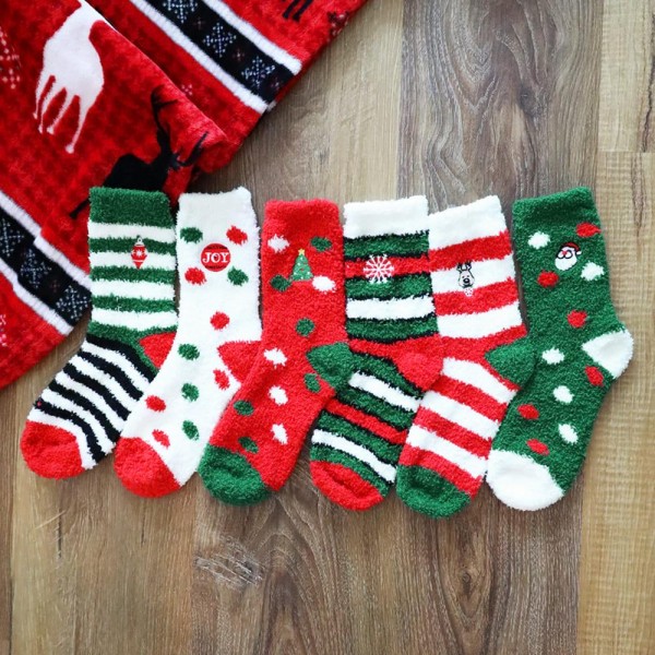 Wholesale soft Mini Crew Knit Stripe Polka Dot Christmas Socks One Fits Most Ass