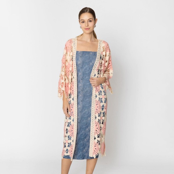 Wholesale do Everything Love Open Knit Crochet Kimono One Fits Most Acrylic